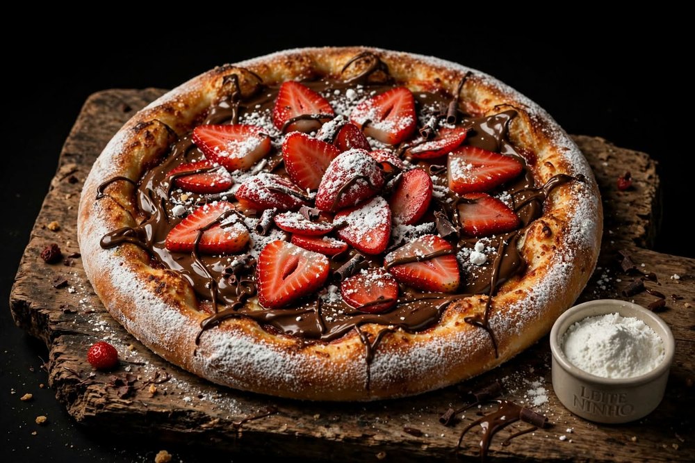 Pizza de Nutella com Morango e Ninho